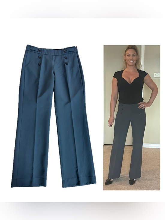Banana Republic Factory Pants - Banana Republic slate blue military pants button detail Sz 8